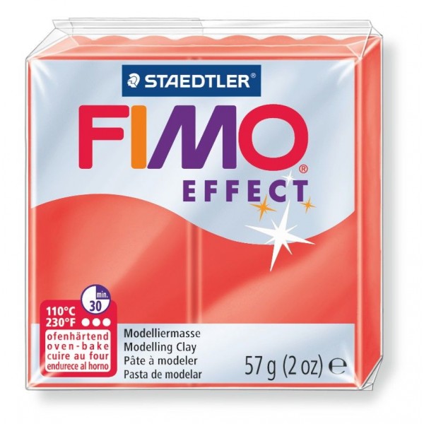 FIMO EFFECT, veidošanas masa caurspīdīga, sarkana, 204