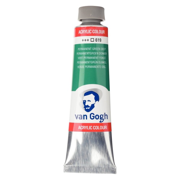 Akrila kr. van Gogh, perm. green deep 619,  permanenti tumši zaļš