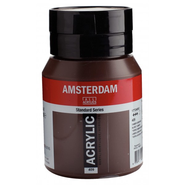 Akrila Krāsa Amsterdam  Burnt Umber 409, dedzināta umbra,  500 ml 
