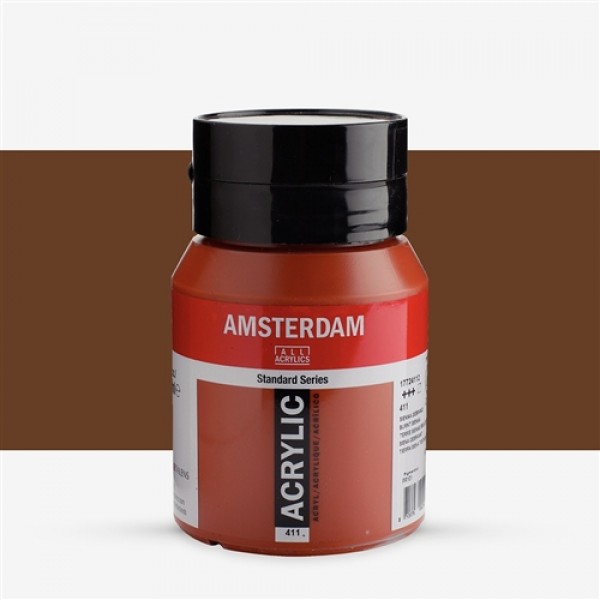 Akrila Krāsa Amsterdam  Burnt Sienna 411, dedzināta sienna,  500 ml 