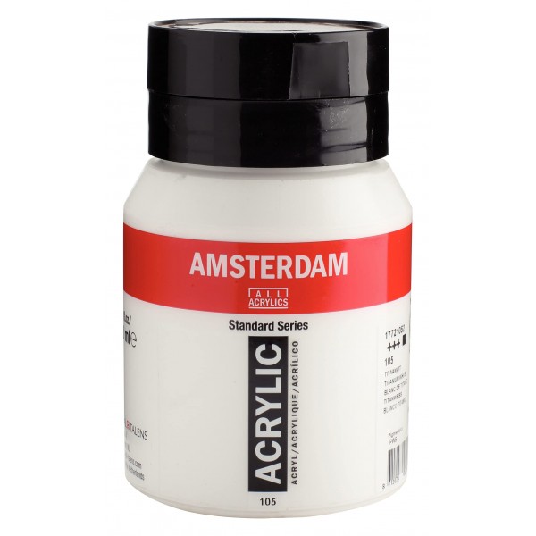 Akrila Krāsa Amsterdam  Titanium White 105, titāna balts, 1000 ml 