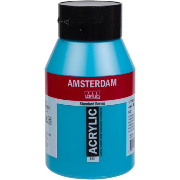 Akrila Krāsa Amsterdam  Turquoise Blue 522, Tirkīza zils, 1000 ml 