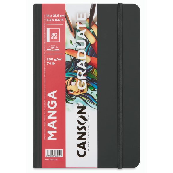 Zīmēšanas bloks cietos vākos ar gumiju Canson Graduate MANGA, A5, 200 gr, 80lp