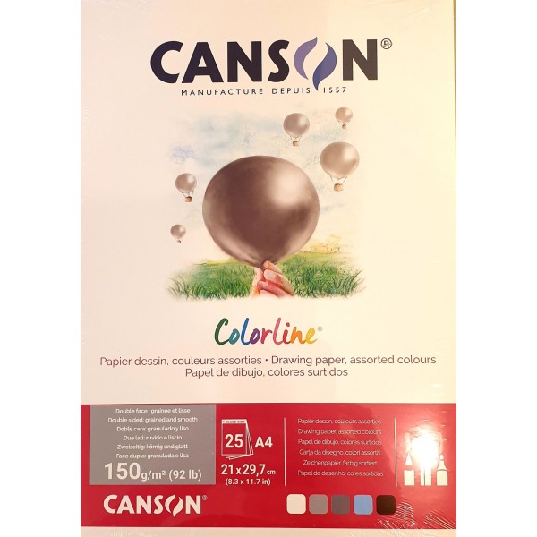 Albums Canson Colorline A4; 150 g/m, pelēkie asorti, 25 lp