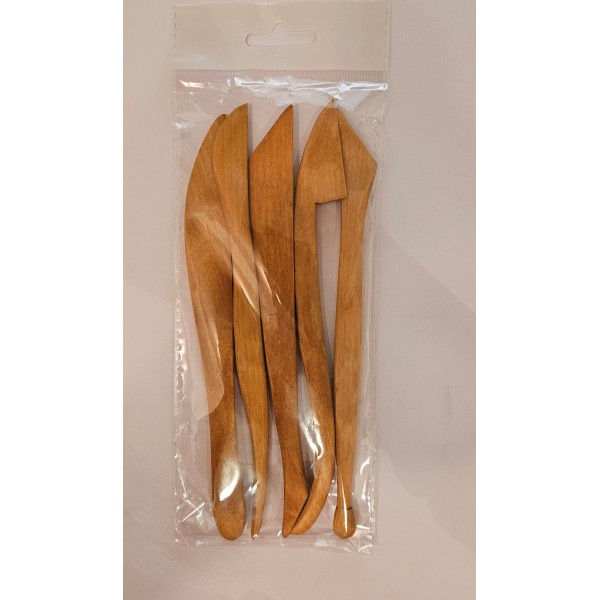 Veidošanas piederumi, plastilīna nažu komplekts, koka, 5 gab.