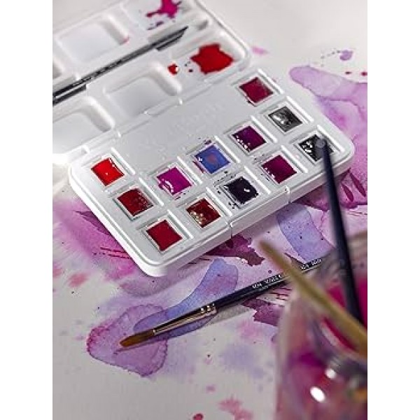 Van Gogh akvareļu krāsu komplekts Pinks&Violets, 12 krāsas+ otiņa 
