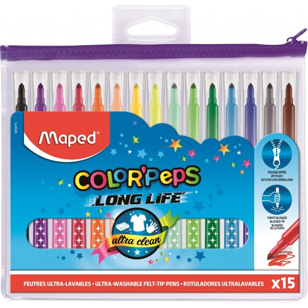 Flomāsteri Color'Peps Long Life Maped, 15 krāsas, 3.6mm