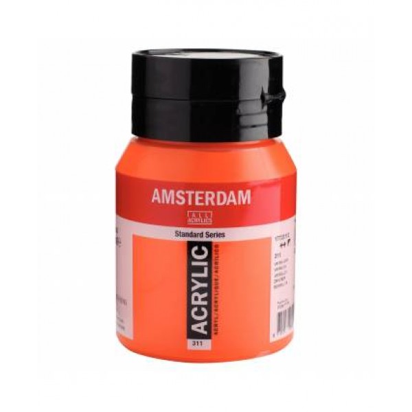 Akrila Krāsa Amsterdam  Vermilion 311, Vermilions,  500 ml 