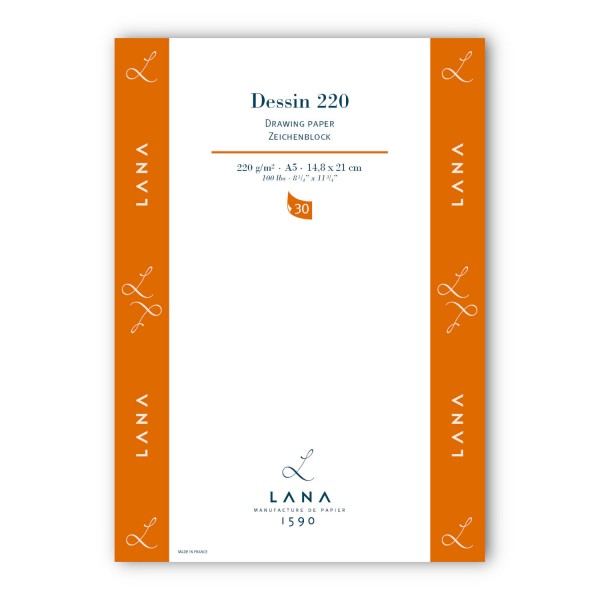 Skiču bloks Hahnemuhle Dessin 220 Drawing paper, A5, dabīgi balts papīrs, 30 lp