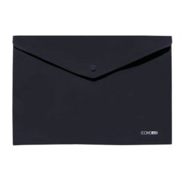 Mape ar pogu Economix A4 PP, matēti melna