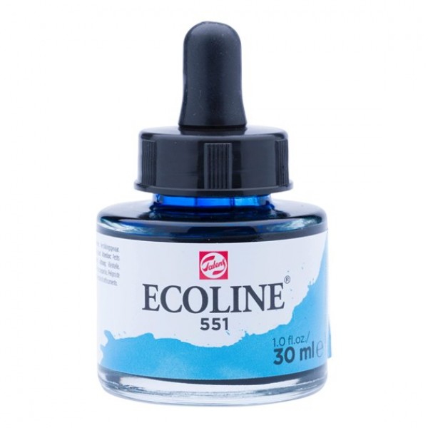 Ecoline šķidrā akvareļu krāsa 30ml, debeszils gaišs 551