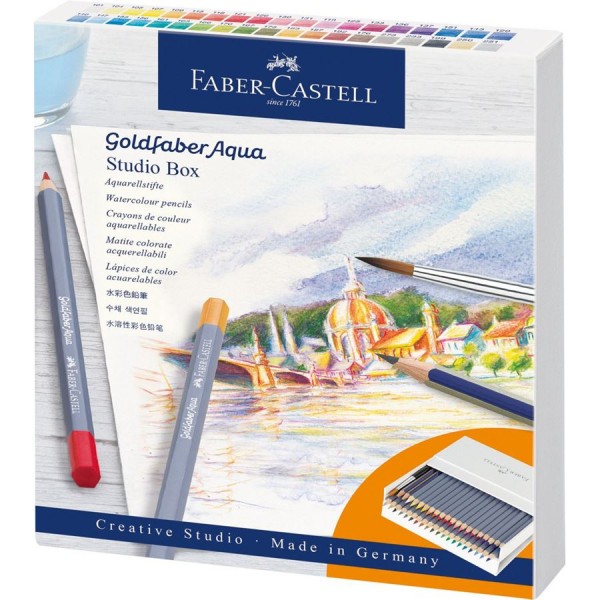 Akvareļzīmuļi Faber-Castell - ''Goldfaber Aqua'' Studio Box, 38 krāsas