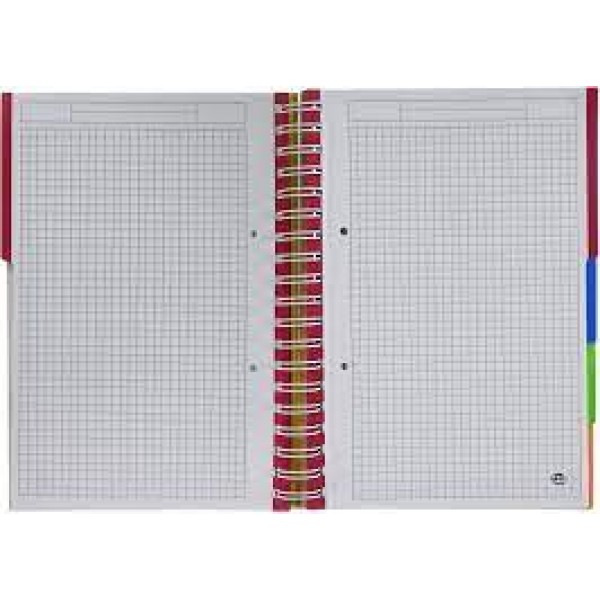 Rūtiņu Klade Interdruk, 5 krāsu reģistrs, A4, ar spirāli, 100 lp