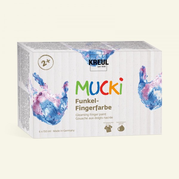 Pirkstiņkrāsas Mucki, 6 x 150ml, mirdzošas
