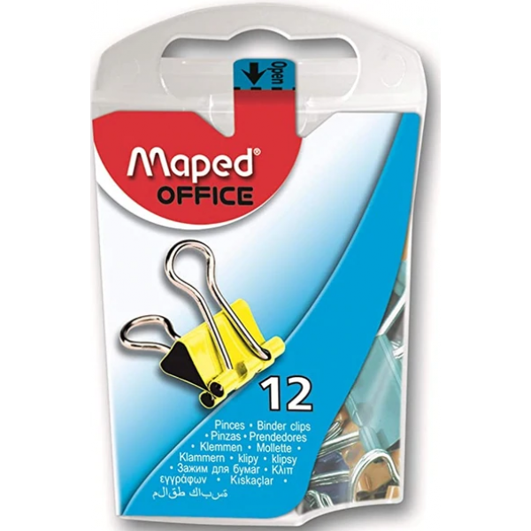Saspiedēji (klipši) papīram MAPED, 15 mm, daudzkrāsaini, 12 gab. 