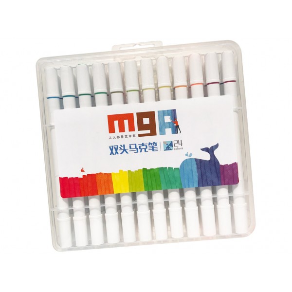 Spirta bāzes divpusējo marķieru komplekts M&G, 24 krāsas