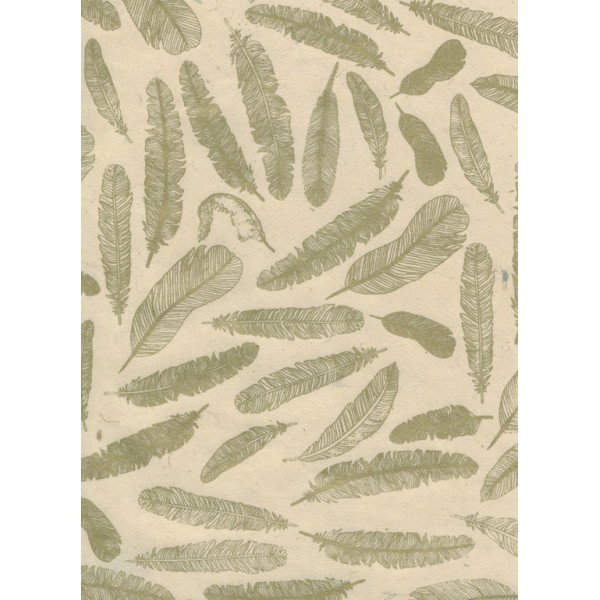 Nepālas papīrs  A4 Bēšas krāsas fons ar zelta spalvām 