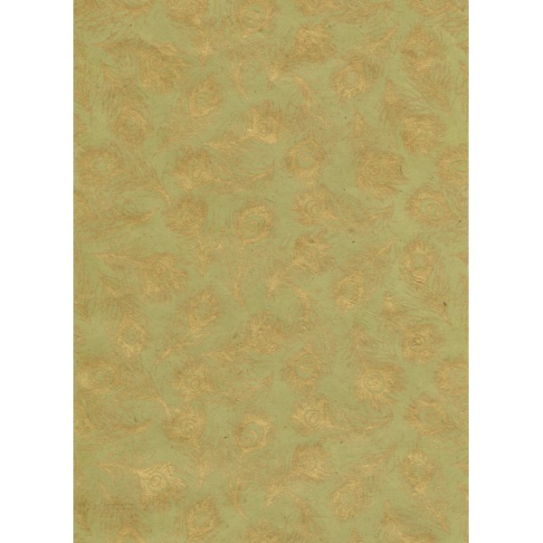 Nepālas papīrs A4 Khaki krāsas fons ar zelta spalvām 