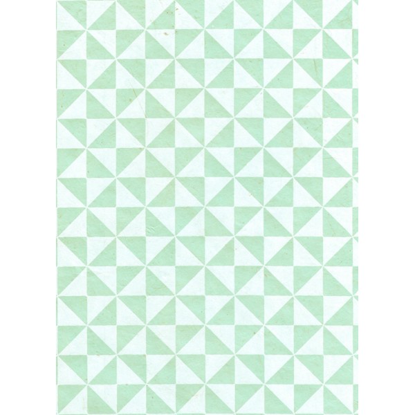 Nepālas papīrs  A4 Balti trīsstūri uz gaiši zaļa fona