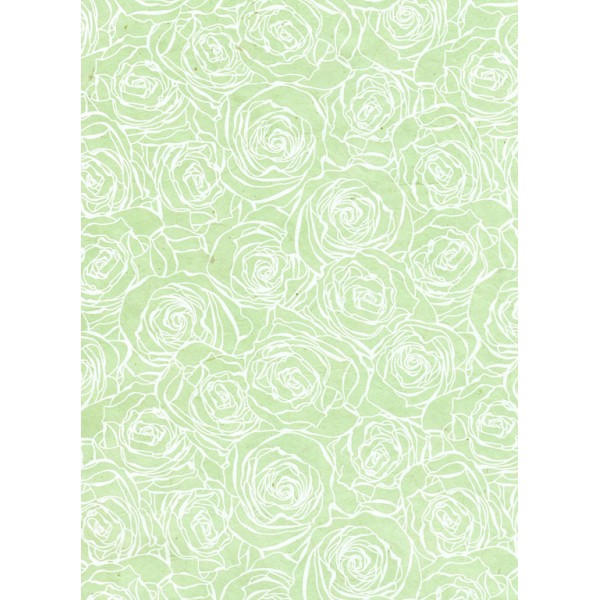 Nepālas papīrs  A4 Piparmētras krāsas fons ar baltām rozēm 