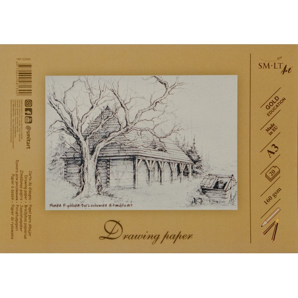 Zīmēšanas  albums SMLT Gold education, PBR-3(2o)KL, A3, 160 g/m, 20 lp
