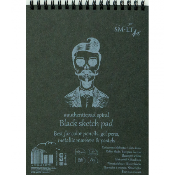 Zīmēšanas bloks Smiltainis Black, A5, melns papīrs