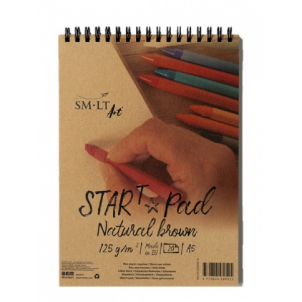 Zīmēšanas bloks SMLT Start Pad Black, ar spirāli, A5, dabīgi brūns