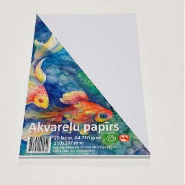 Akvareļu papīrs Dasko A4 , 210 gr/m , 20lp.