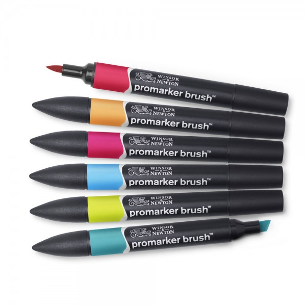 Winsor & Newton BRUSHMARKER komplekts 6 gab vidējie toņi (mid tones)
