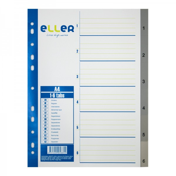 Sadalītājs dokumentiem ELLER A4 formāts, 1- 6  plastikāta