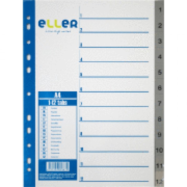 Sadalītājs dokumentiem ELLER A4 formāts, 1-12  plastikāta