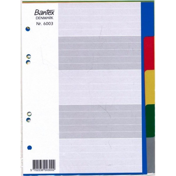 Sadalītājs dokumentiem Bantex A5 formāts,  1-5 krāsains bez cipariem, plastikāta