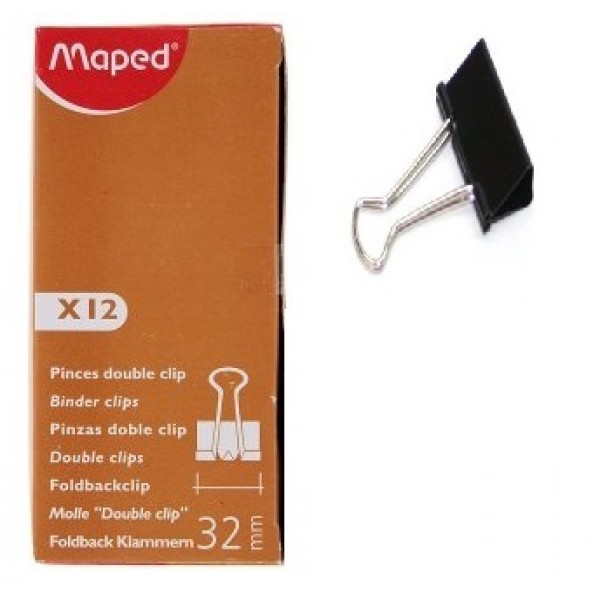 Saspiedēji (klipši) papīram MAPED, 32 mm, melni, 12 gab.